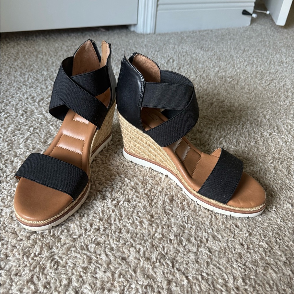 Joie Stylish Black Wedge Sandals